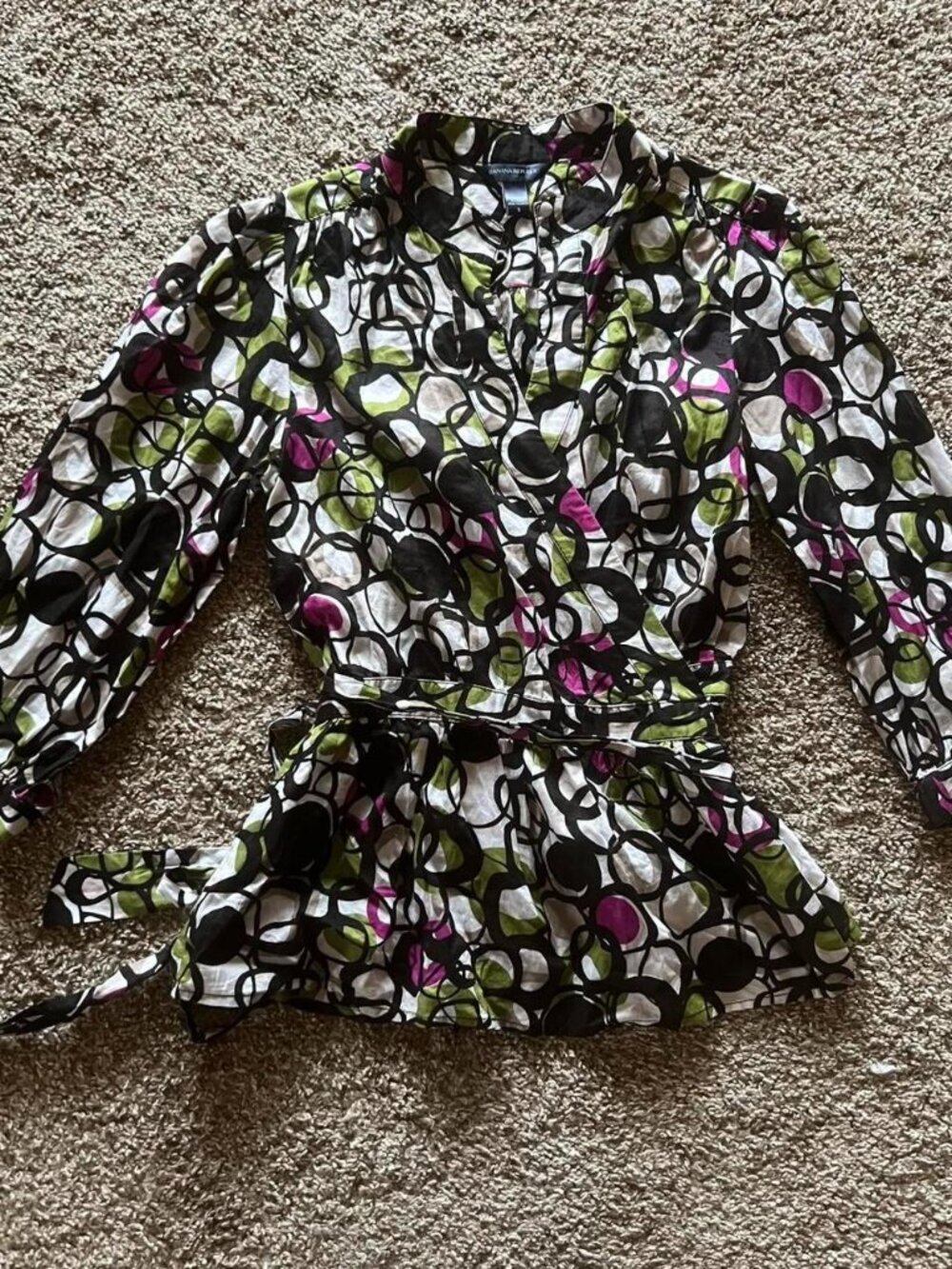Banana Republic Y2K Abstract Print Cotton Tie Top